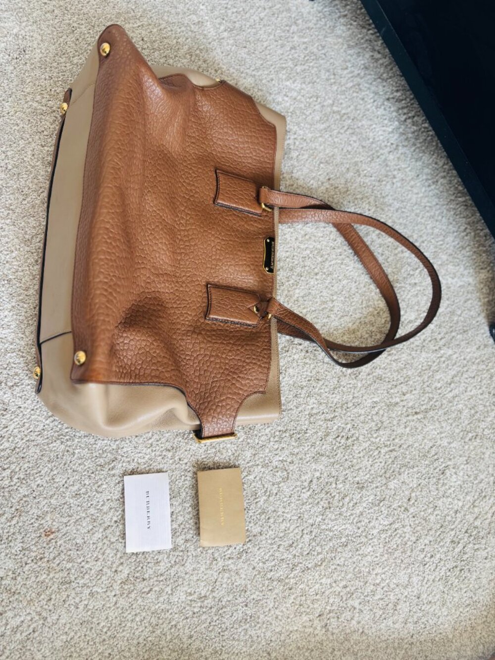 Authentic Pre Owned Burberry Clarborough Taupe/Brown Large Tote - Picture 8 of 14